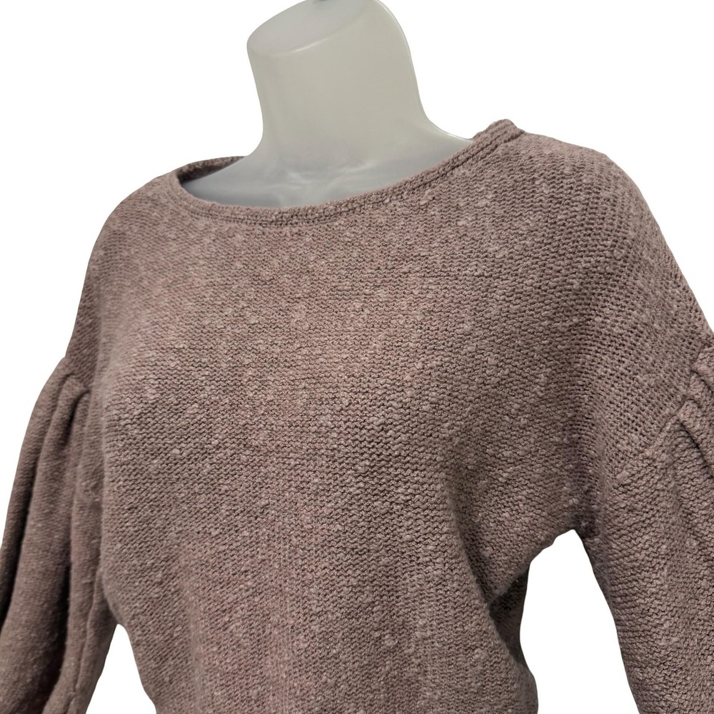 Abercrombie & Fitch Sweater Womens XS Taupe Cropped Balloon Sleeve Textured Knit - Picture 8 of 16